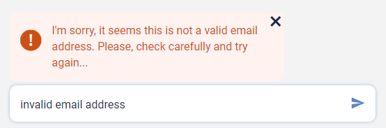 Invalid email error message