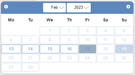 Example of date range with the out of limits option