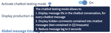 Activate chatbot in testing mode option
